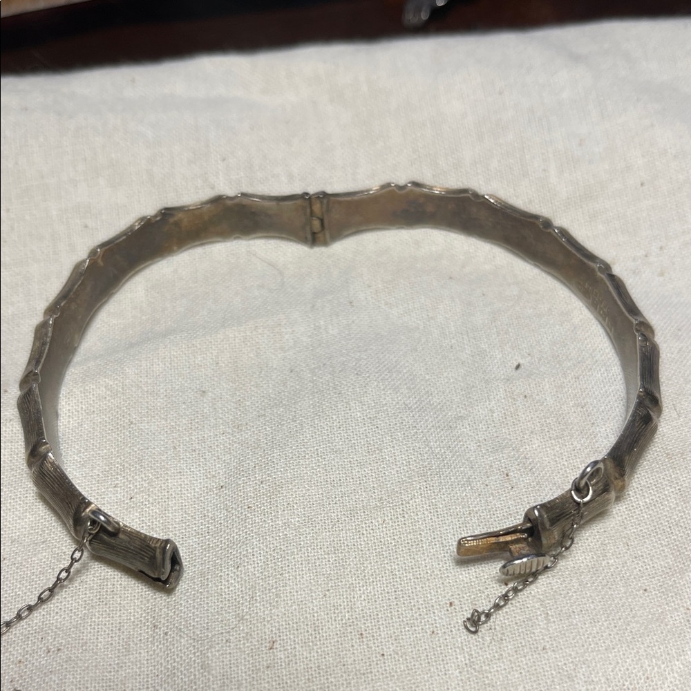 Vintage Sterling CPS Silver bamboo Bangle Bracelet - Picture 9 of 9